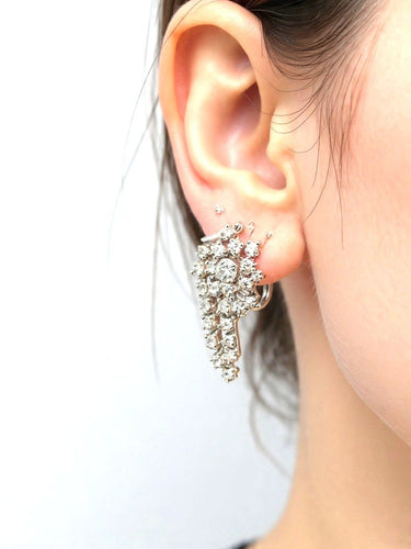 Boucles d'oreilles Orecchini en or blanc 18 kt et diamants 58 Facettes