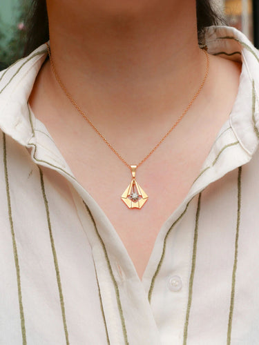 Pendentif Pendentif Art Deco losange or diamant 0,3 ct 58 Facettes J282