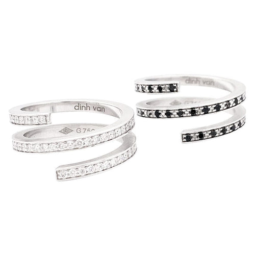 Bague 49 Bagues Dinh Van, "Spirale", or blanc, diamants et diamants noirs. 58 Facettes 33692