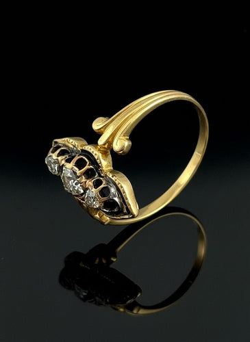Bague Bague victorienne ornée d'émaux noirs et de diamants 58 Facettes