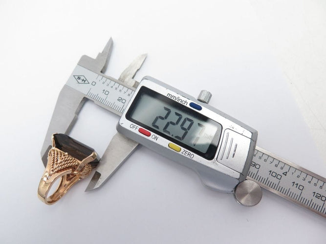 Bague 53 vintage bague sertie quartz fume rectangulaire or rose 58 Facettes 260595