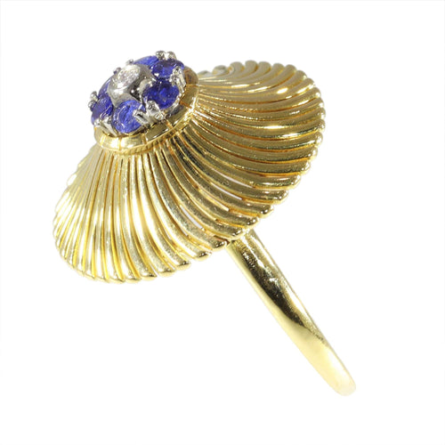 Bague 52 Bague iconique vintage en or des années 60, diamants et saphirs 58 Facettes 24212-0294