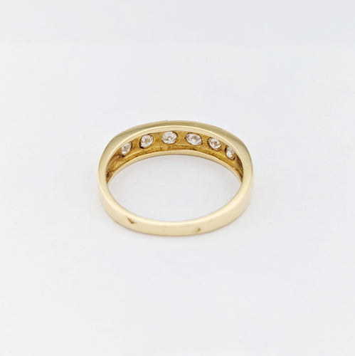 Bague 55 Bague demi-alliance en or jaune et diamants 58 Facettes 32650