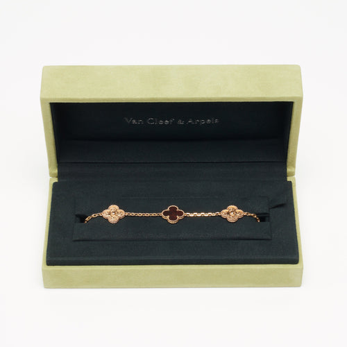 Bracelet VAN CLEEF & ARPELS - Bracelet Vintage Alhambra 5 motifs Bois d'amourette Letterwood LIMITED EDITION 58 Facettes vca-alh-brclt-ltrwd-rg
