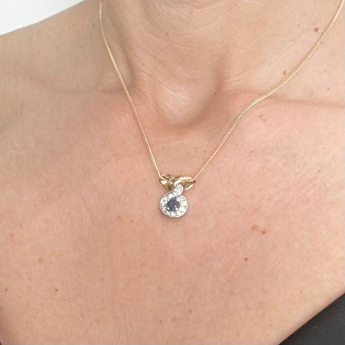 Pendentif Pendentif bicolore or, saphir et diamants 58 Facettes Z15B51628