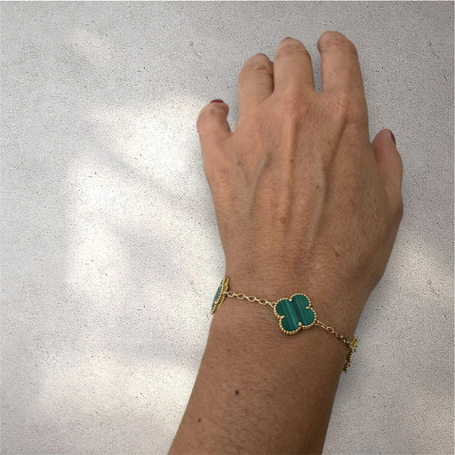 Bracelet Alhambra Green Malachite Gold Bracelet 58 Facettes