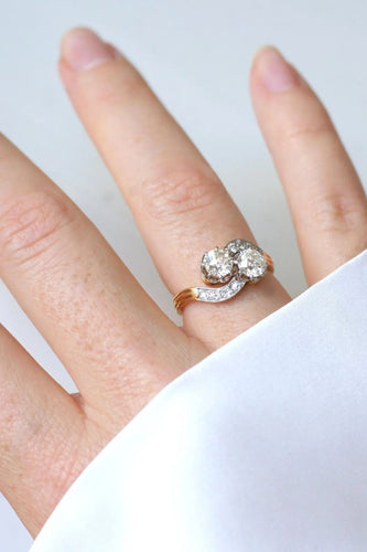 Bague 53 Bague Toi et Moi or jaune, platine, diamants 58 Facettes