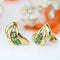 Boucles d'oreilles Puces d'oreilles d'occasion émeraudes diamants or jaune 58 Facettes 24-332A