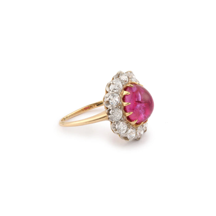 Unheated Burmese Ruby Ring 3.63 Carats Diamonds platinum yellow gold (Certificate)