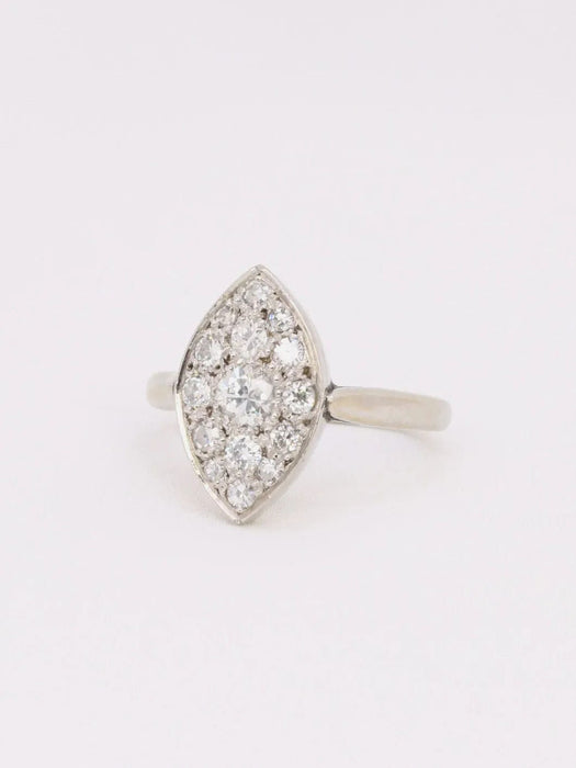 Bague 57 Bague marquise or blanc diamants 58 Facettes J606