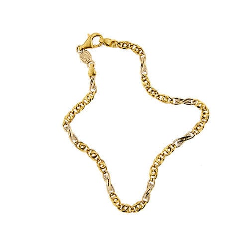 Herenarmband in twee goudsoorten, Schakel vogelogen 