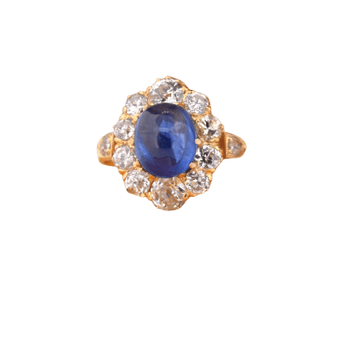 18 KT ALTIN YÜZÜK SAFİR VE PIRLANTA 