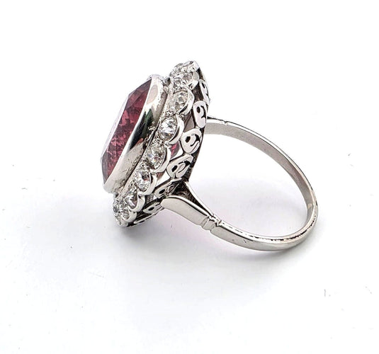 Bague 56 Bague en or blanc avec tourmaline naturelle et diamants 58 Facettes