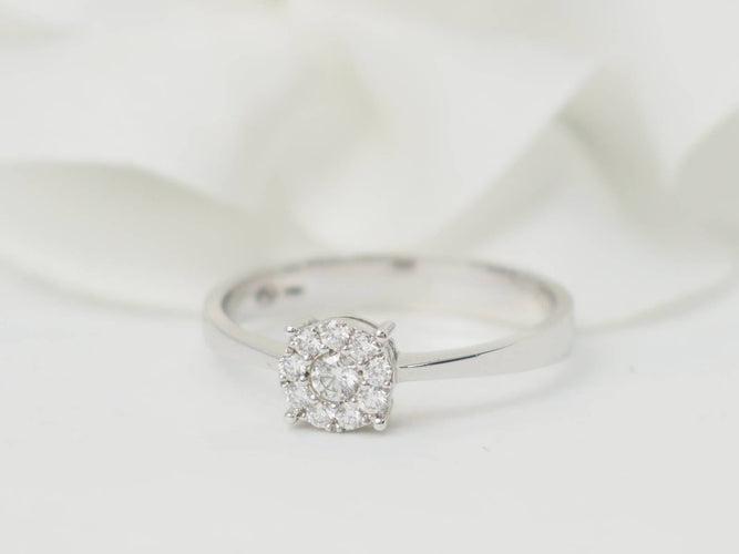 Bague 53 Bague solitaire en or blanc et diamants 0.16ct 58 Facettes 30917