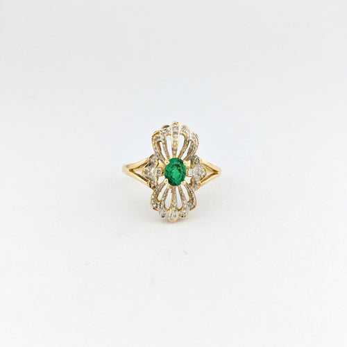 Bague 53 Bague en or jaune et émeraude 58 Facettes 32693