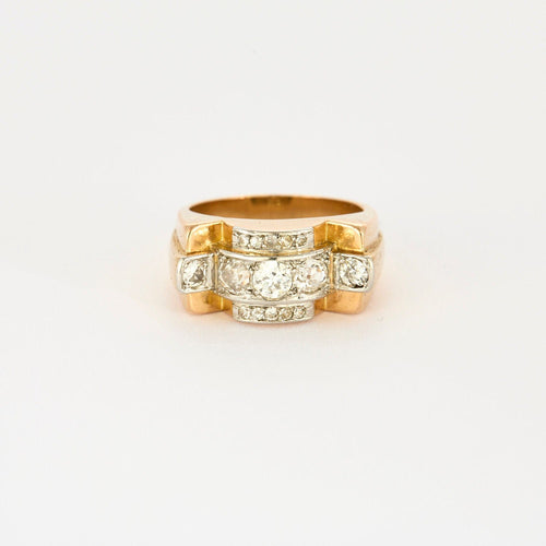 Bague 55.5 Bague Tank en or jaune et diamants. 58 Facettes
