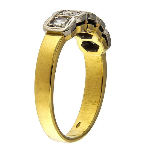 Bague 55 Bague en or jaune et blanc sertie de 5 diamants de 0,70 ct 58 Facettes G3839