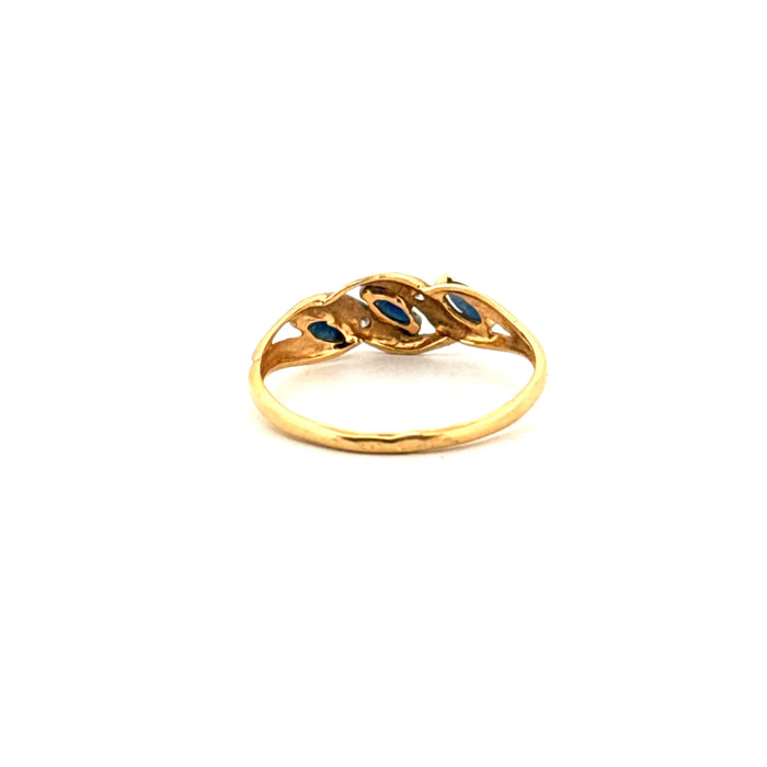 Geelgouden ring met saffier en diamant