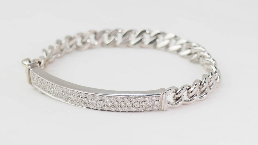 Bracelet Bracelet souple en or blanc pavé de diamants 58 Facettes 32978