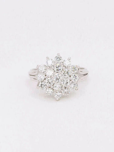 Bague 55 Bague fleur or blanc diamants 2 ct 58 Facettes J602