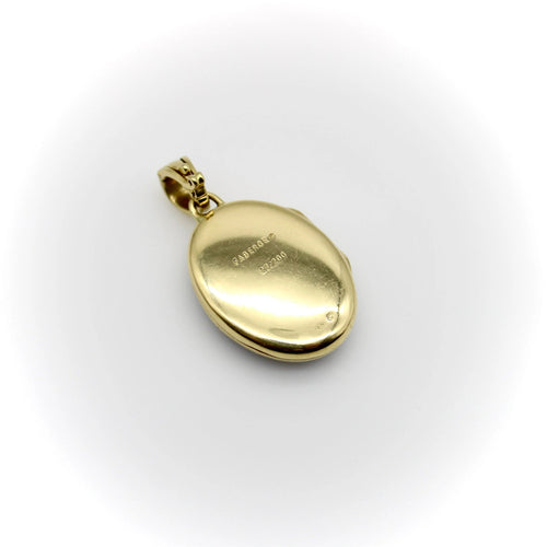 Pendentif Médaillon Fabergé en or 18 carats et émail guilloché diamant (Victor Mayer) 58 Facettes