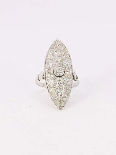 Markýzový prsten ve stylu Art Deco Platina 2ct staré broušené diamanty