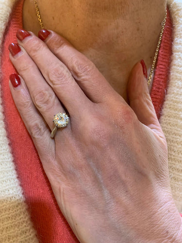 Bague 52 Bague Solitaire platine, or gris, diamant 2.40 cts (Certificat) 58 Facettes BD203