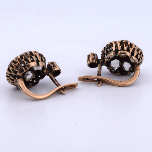 Boucles d'oreilles Boucles d’oreilles victoriennes en or 12k et diamants taille rose 58 Facettes OR154