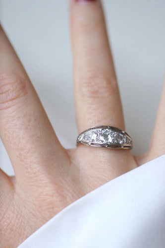 Bague 58 Bague Bandeau Diamants Art Deco sur Platine 58 Facettes