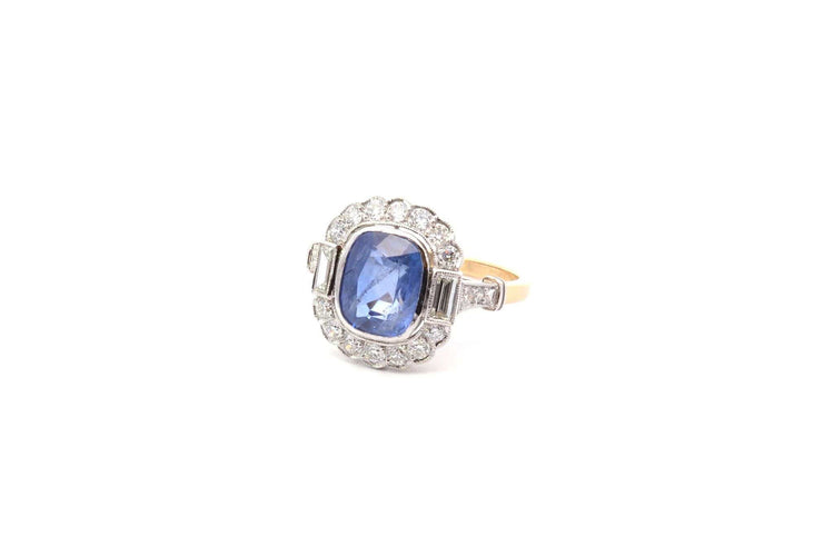 Bague 54 Bague de fiançailles saphir 3,15cts et diamants 58 Facettes 26064-26445