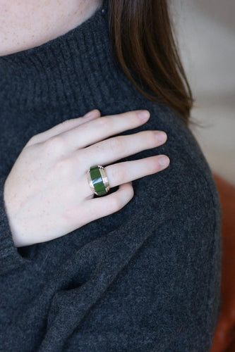 Bague 52 Bague Puiforcat par André Vassort Jade sur Or et Argent 58 Facettes