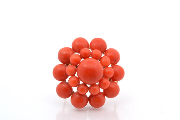 Broche Broche fin 19e corail et diamants en or jaune 18k 58 Facettes 24249