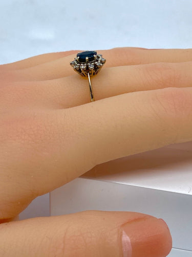 Bague 55 Bague or blanc saphir et diamants 58 Facettes AB336