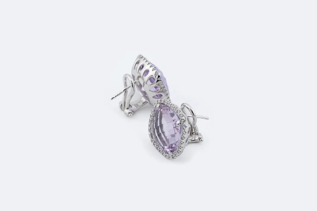White gold earrings with amethysts and diamonds
