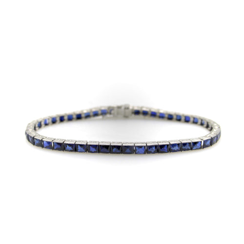 Bracelet Bracelet classique Art Déco en platine et saphir 58 Facettes A20020