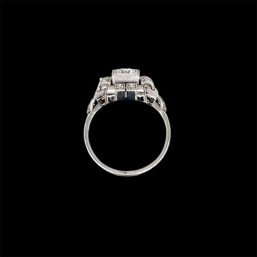 Bague 54 Art Deco Diamond Plaque Filigree Engagement Ring 58 Facettes
