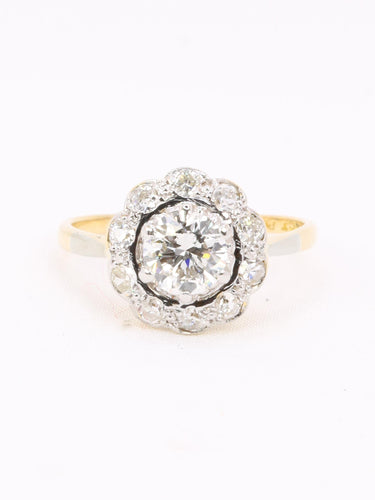 Bague 53 Bague marguerite or jaune diamant 0,8 carat 58 Facettes 1174.8