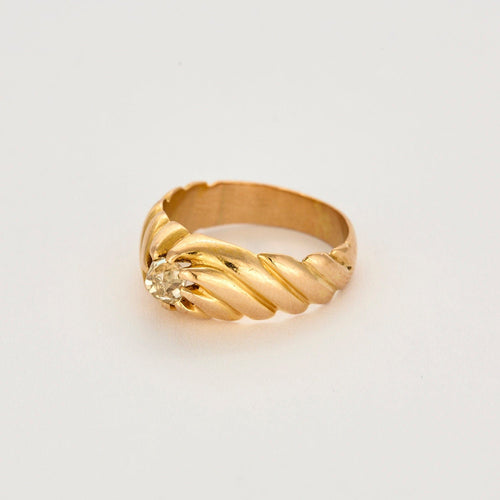 Bague 57,5 Bague jonc or jaune et diamant 58 Facettes ROM1184