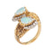 Bague 47 Bague en or jaune vintage avec opale et diamant des années 60 Toi et Moi 58 Facettes G13973