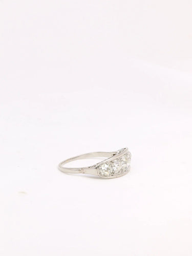 Bague 57 Bague jarretière Belle Epoque platine diamants taille ancienne 58 Facettes J302