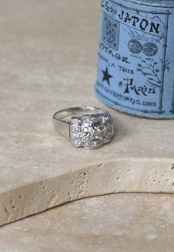 Bague Bague Tank Art déco diamants sur or blanc et platine 58 Facettes