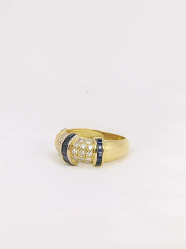 Bague 54 Bague jonc vintage or diamants saphirs calibrés 58 Facettes J178