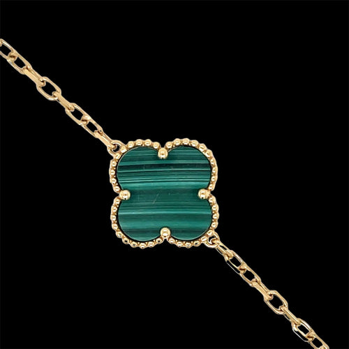 Bracelet Van Cleef & Arpels - Bracelet Alhambra Malachite Or Jaune 58 Facettes