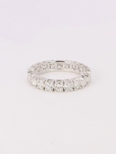 Bague 56 Alliance or blanc diamants ronds 3 ct 58 Facettes J531