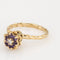 Tulpenring aus Gelbgold und Amethyst-Diamanten 