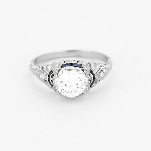 Bague 52,5 Bague Solitaire en platine, diamants, saphirs de synthèse 58 Facettes B250524