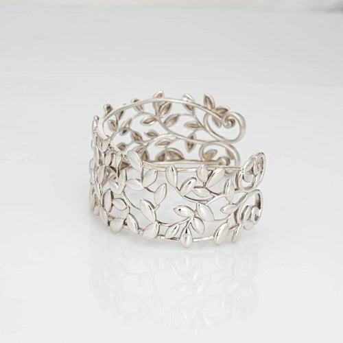 Bracelet Bracelet manchette en feuille d&#39;olivier Paloma Picasso en argent sterling XL de Estate Tiffany &amp; Co 58 Facettes G13542