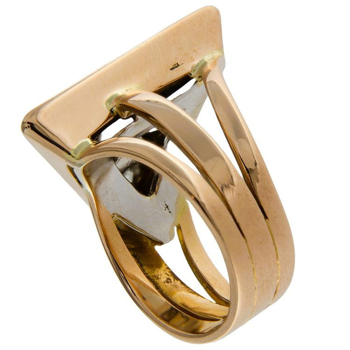 Rosé- en witgouden ring met diamanten