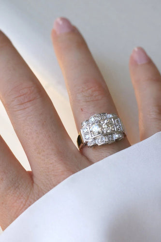 Bague Bague Tank Art déco diamants sur or blanc et platine 58 Facettes