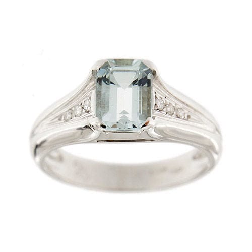 Bague 55 Bague aigue-marine et diamant 58 Facettes 19530